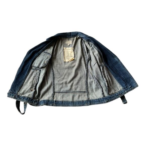 Vintage Y2K Current Elliott The Biker Jacket blue denim Motoside zipper size 6 - Picture 12 of 16